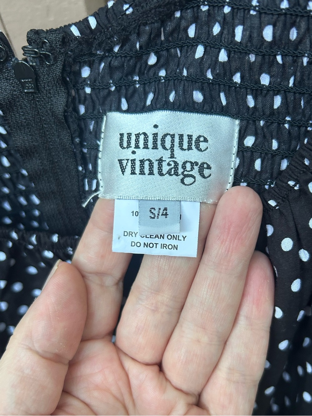 Unique Vintage Black Polka Dot Off-Shoulder Dress - Classic Women's Summer Dress - Picture 5 of 6